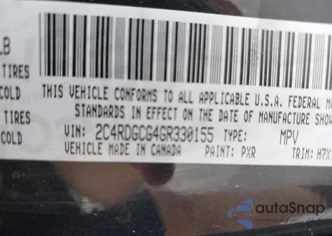 2016 Dodge Grand Caravan Sxt from USA, damaged, VIN 2C4RDGCG4GR330155